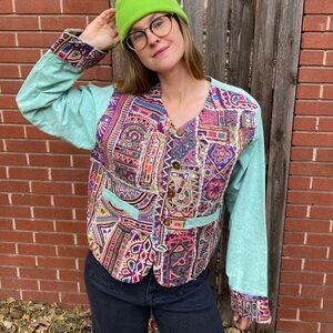 Vintage Patchwork Jacket with Indian Textiles